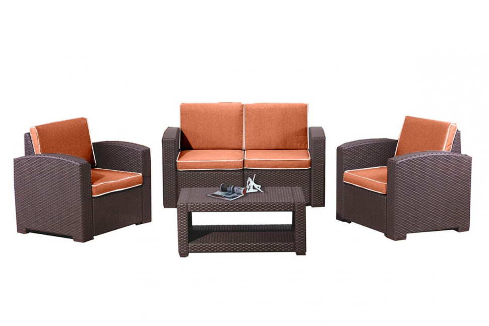 Комплект мебели Rattan Premium 4 венге-оранжевый