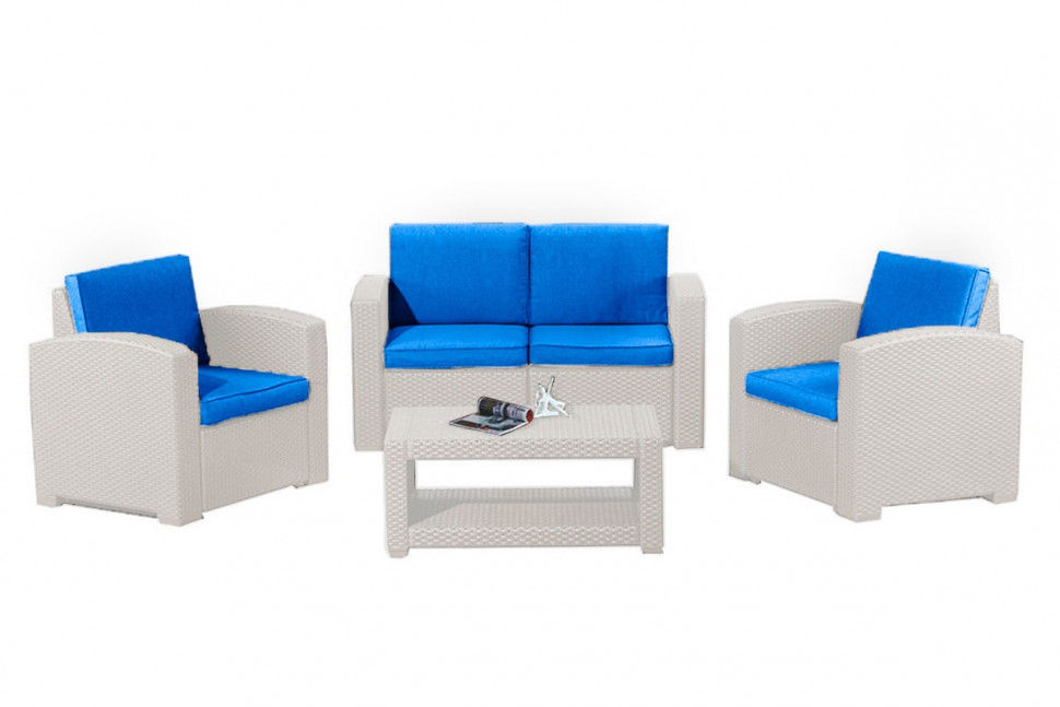 Комплект мебели Rattan Premium 4 серо-синий