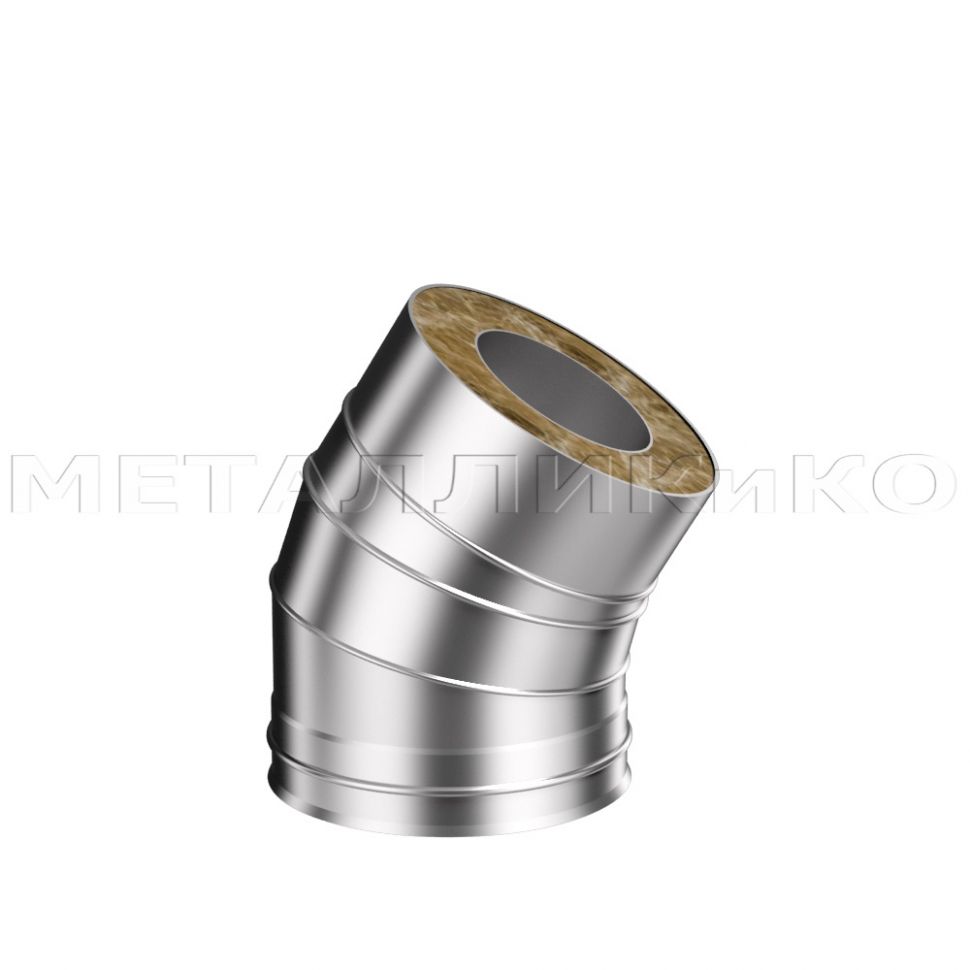 Дымоход Flue line двухконтурный Колено-сэндвич 150 град.